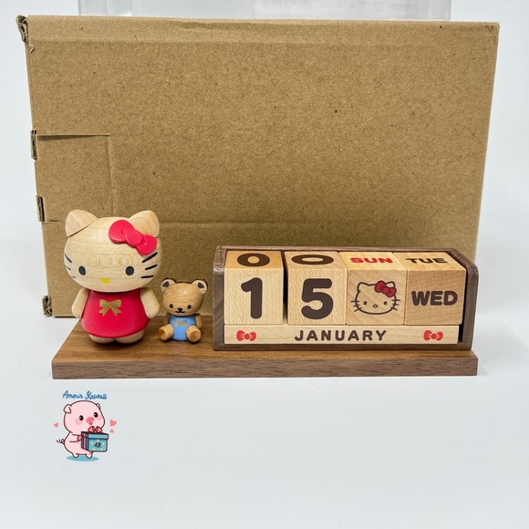 Hello Kitty Office Hello Kitty Sanrio Perpetual Calendar Wood Block